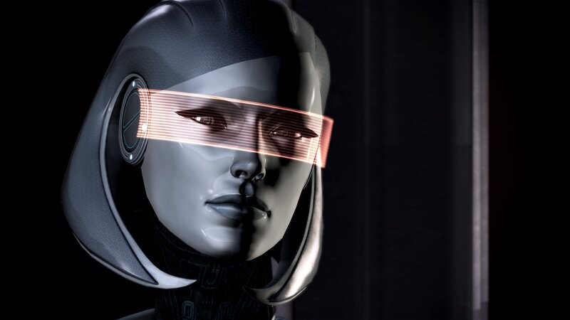 Robotic Humanoid Head — Black, Dramatic, 3d Render