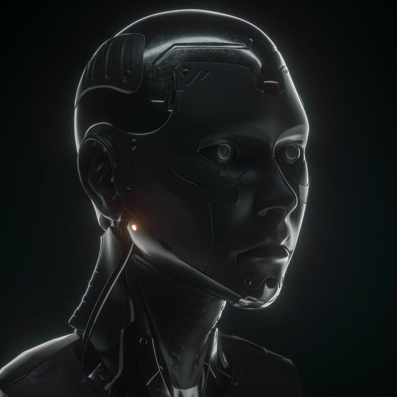 Robotic Humanoid Head — Black