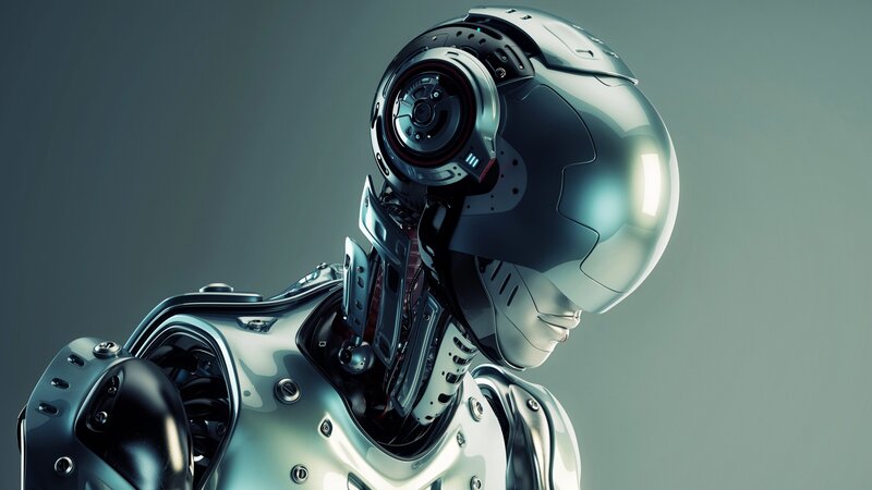 Robotic Humanoid Head — Silver