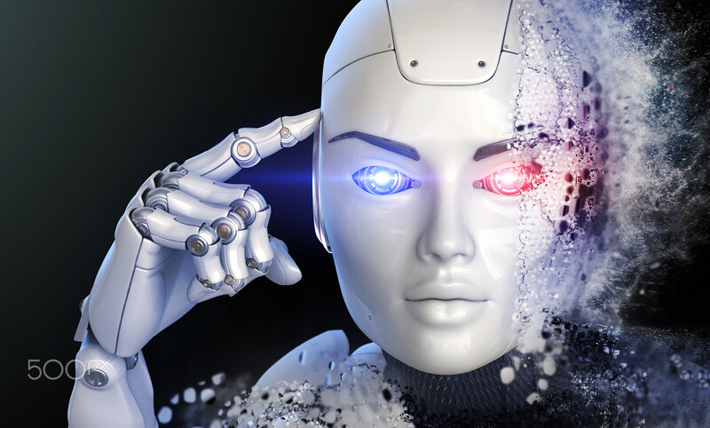 Robotic Humanoid Head — White