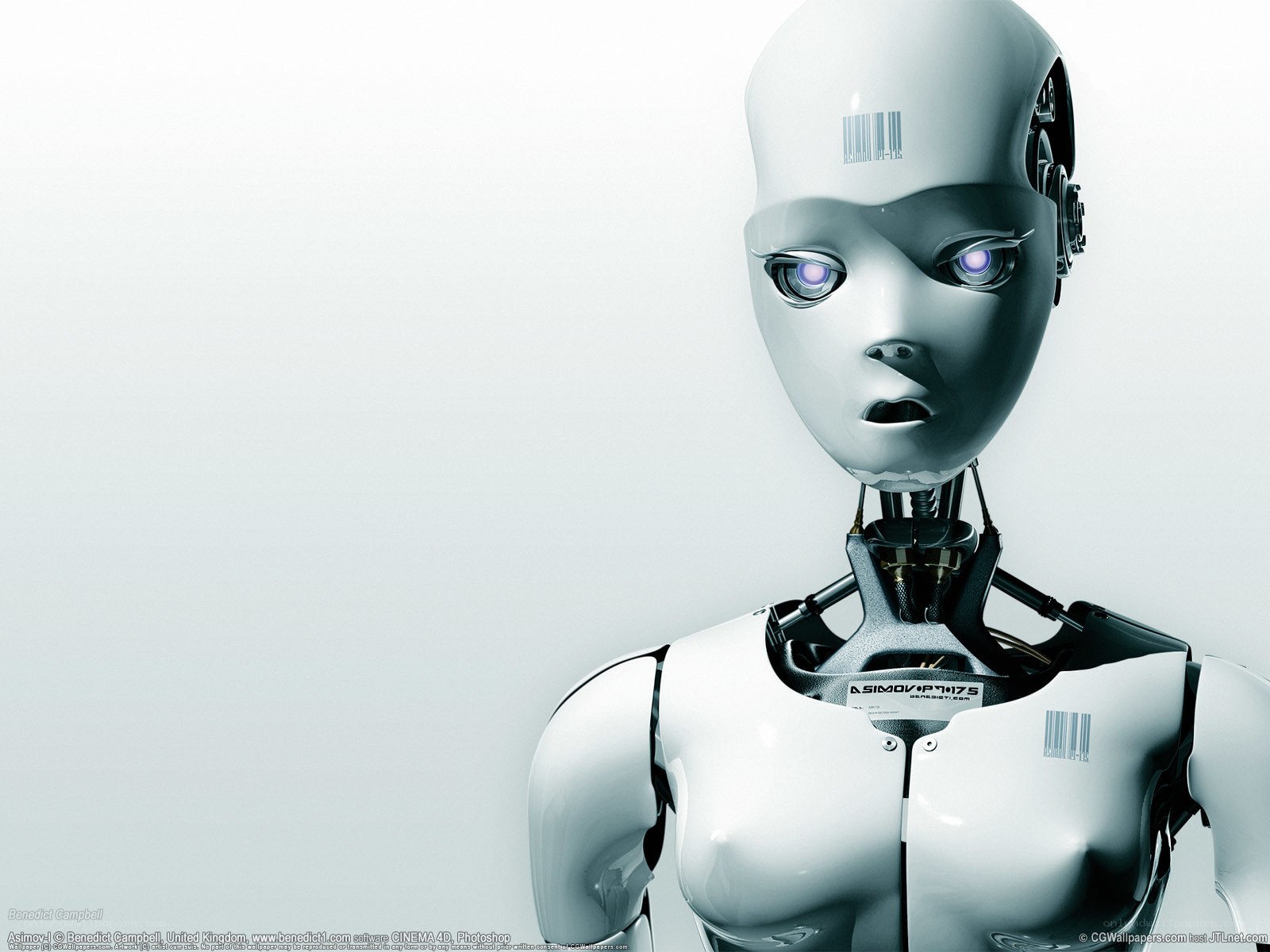 robotic humanoid with glowing eyes