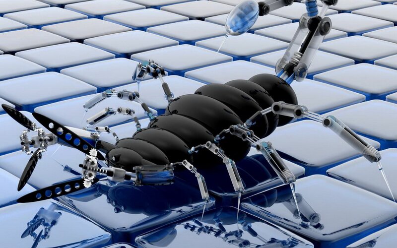 robotic insect on digital grid