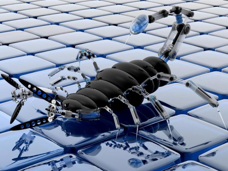 Robotic Insect on Tiles — Black, Technological, 3d Render