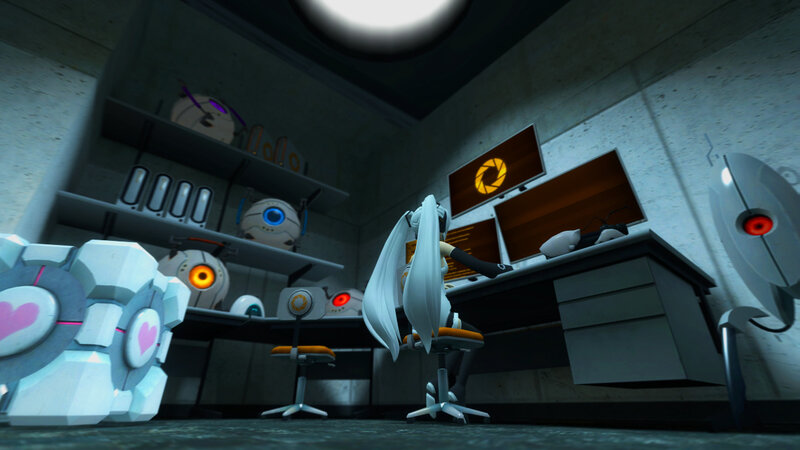 robotic lab with character