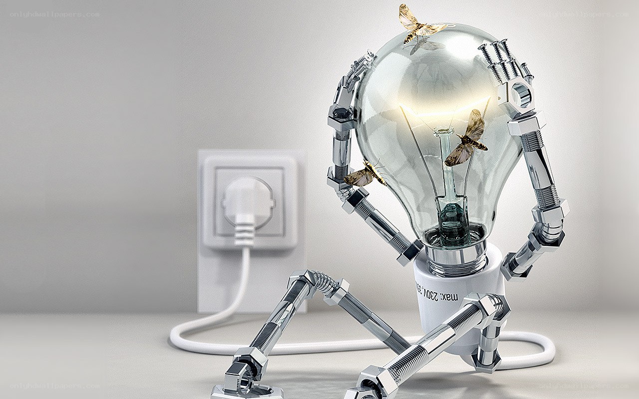 robotic light bulb creature