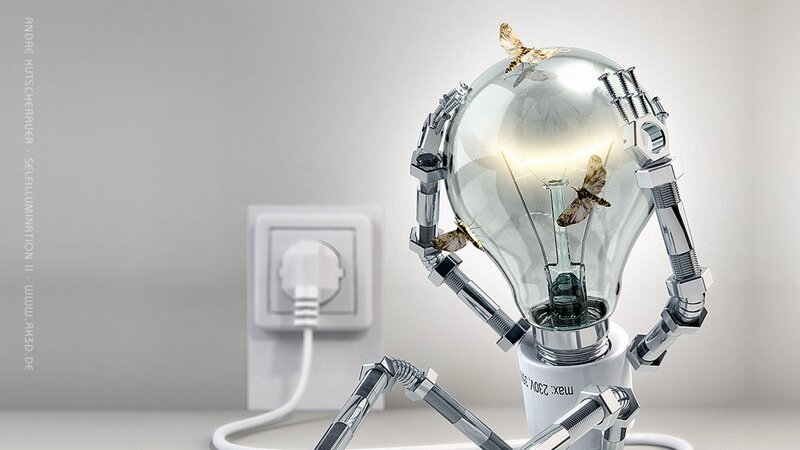 robotic light bulb with moths