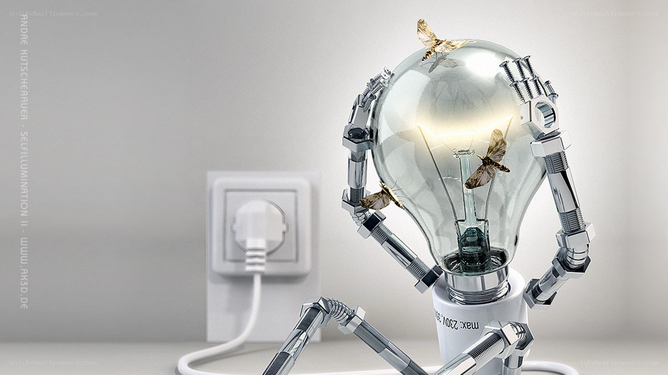 robotic light bulb with moths
