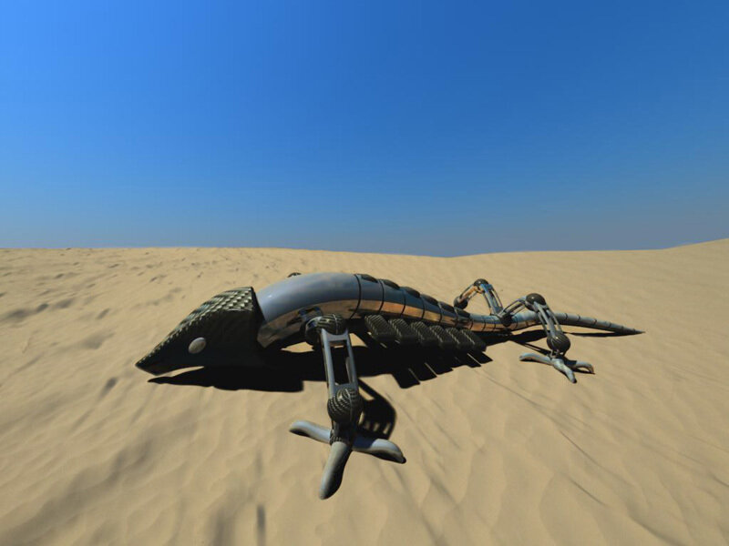 robotic lizard in desert