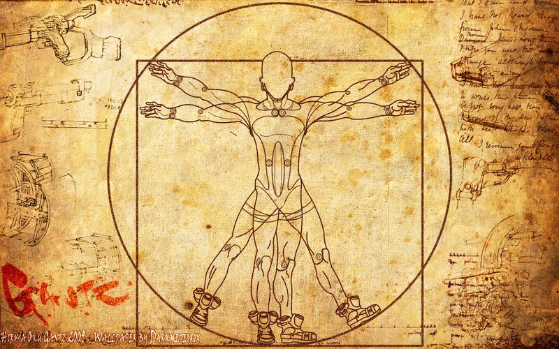 Robotic Man in Vitruvian Pose