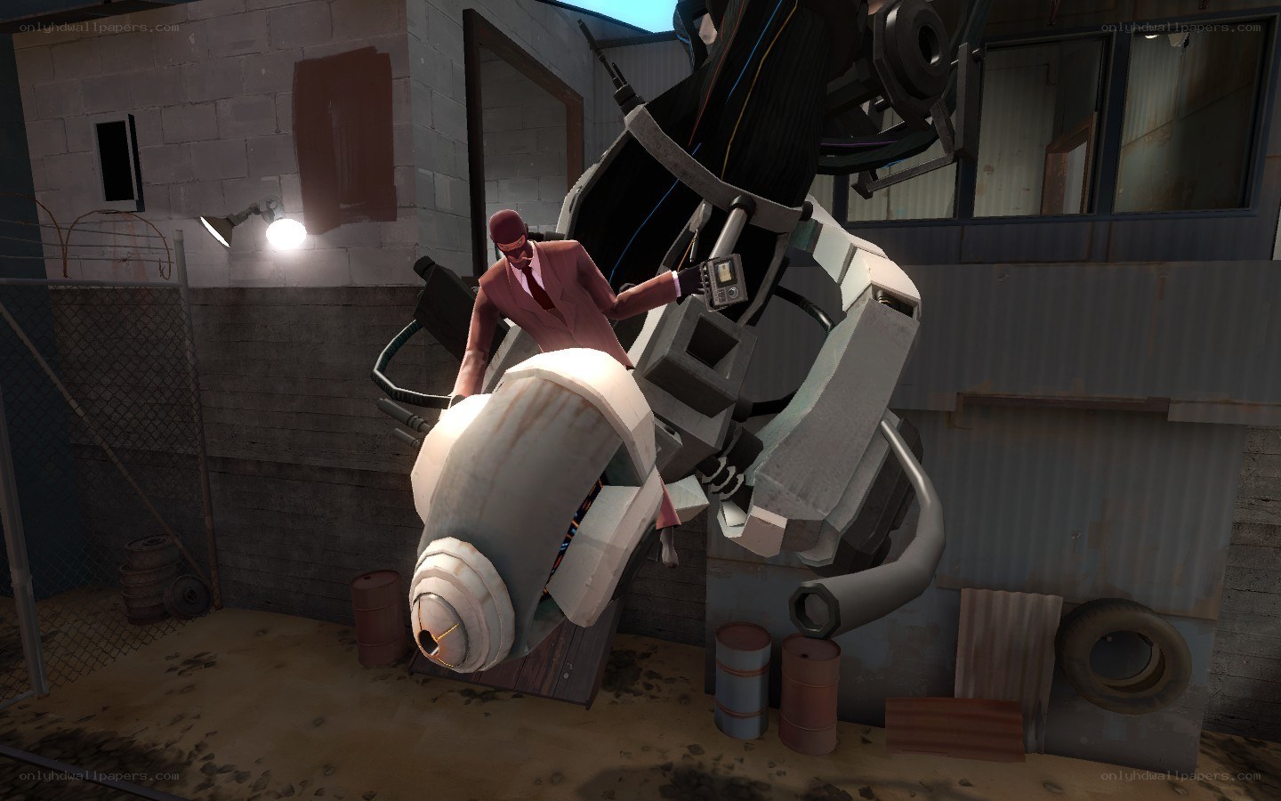robotic mech in industrial area