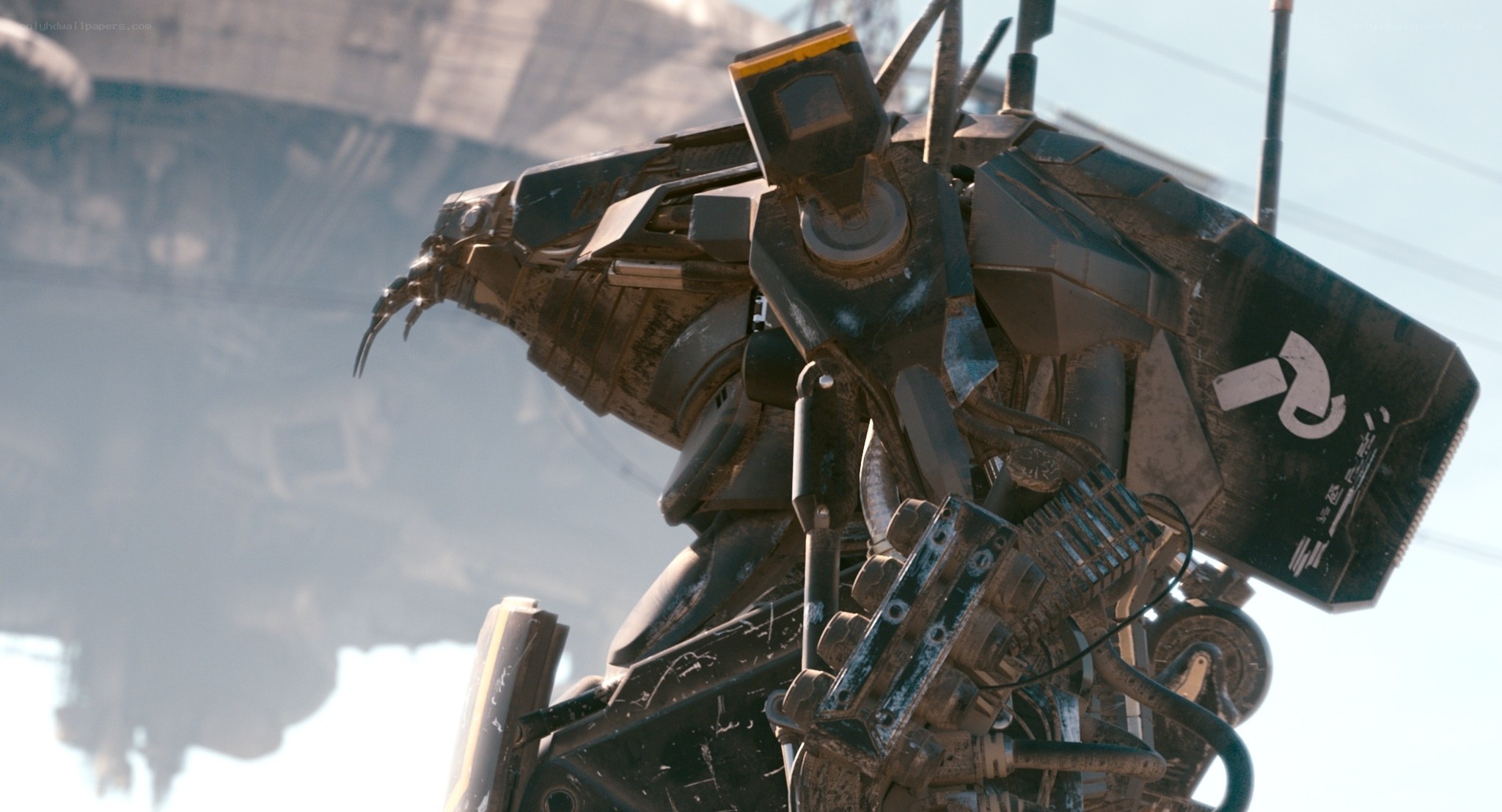 robotic mech in industrial setting