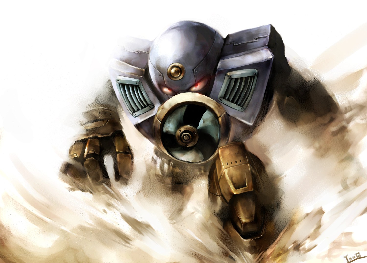 robotic mech in sandstorm