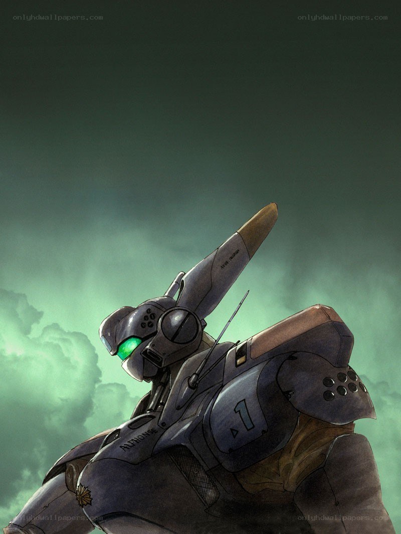 robotic mech with green eye
