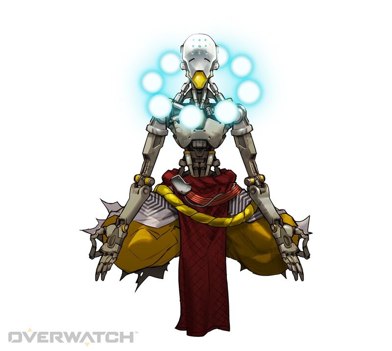 Robotic Monk Character — White