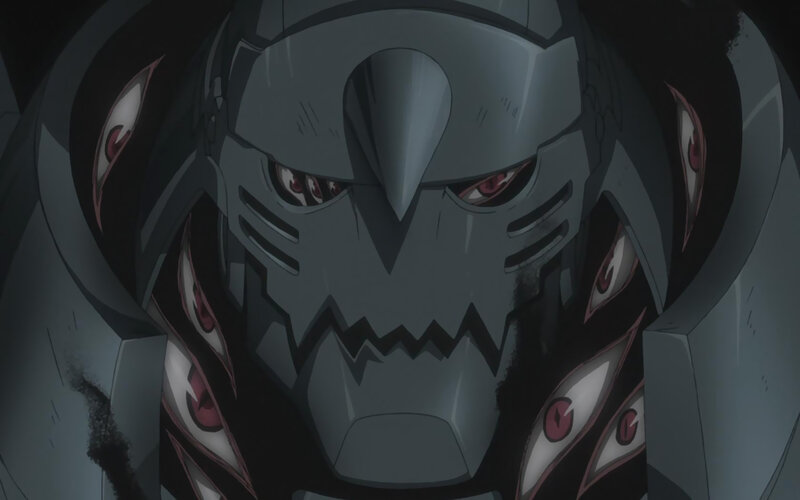 robotic monster with red eyes