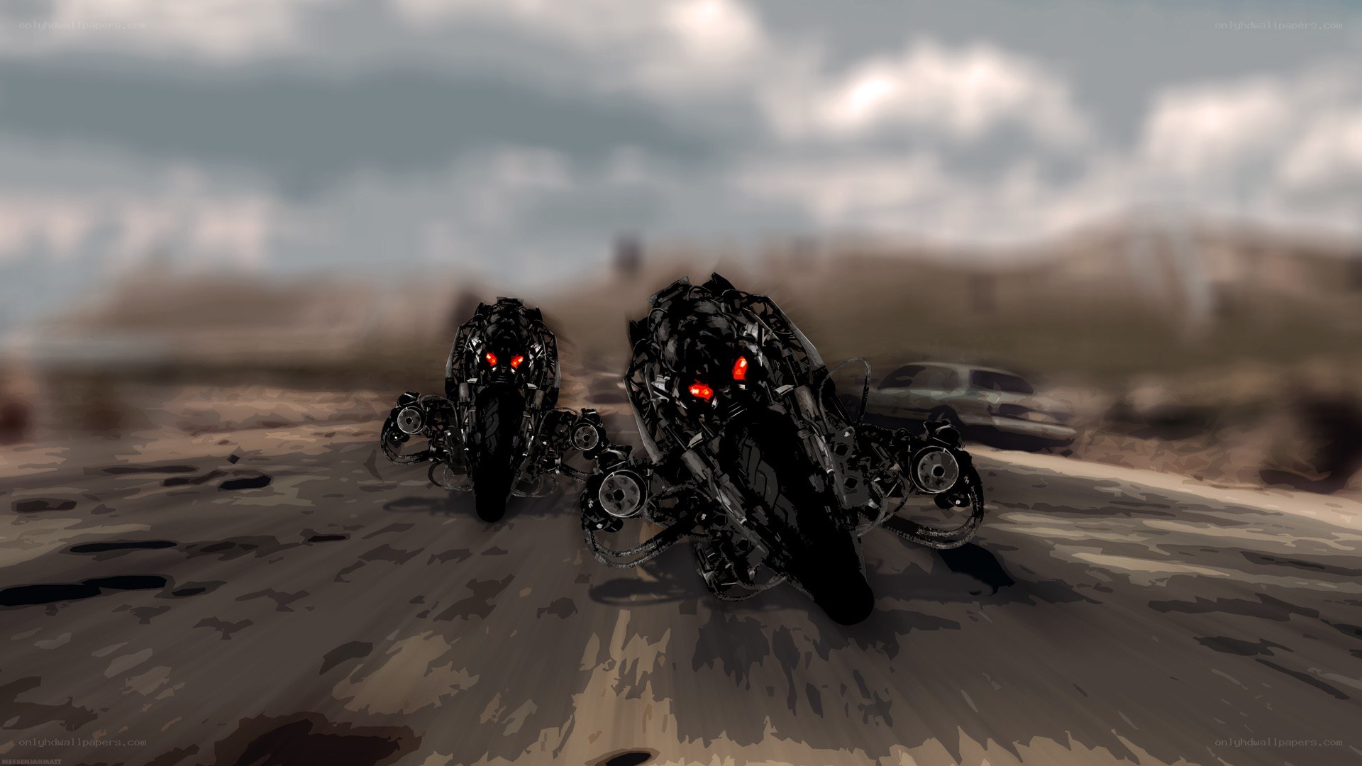 robotic motorcycles in desert