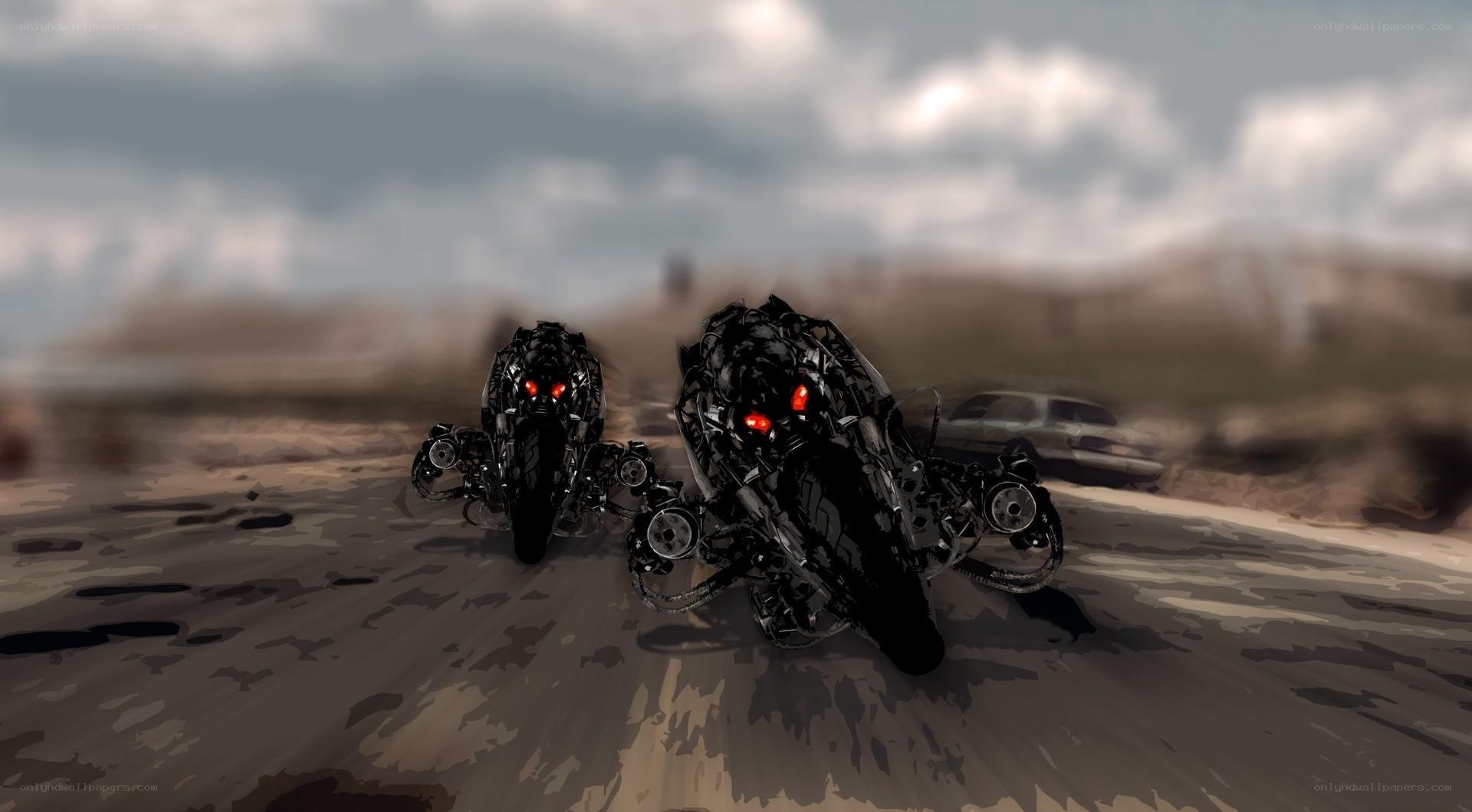 robotic motorcycles in desert