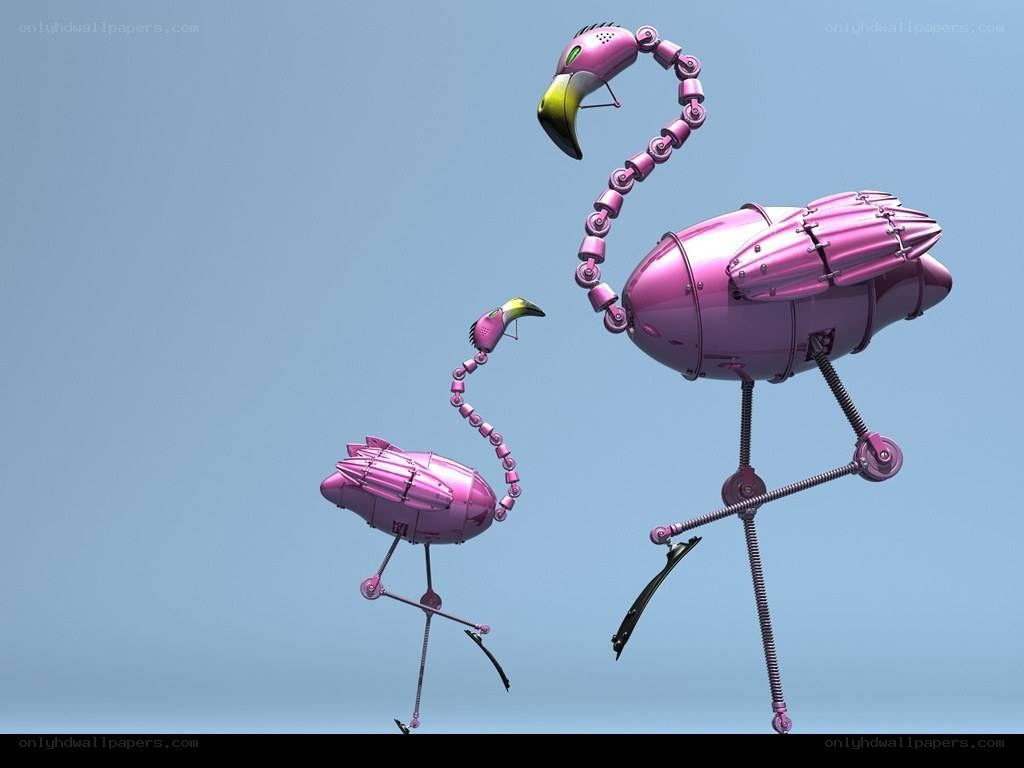 robotic pink flamingos
