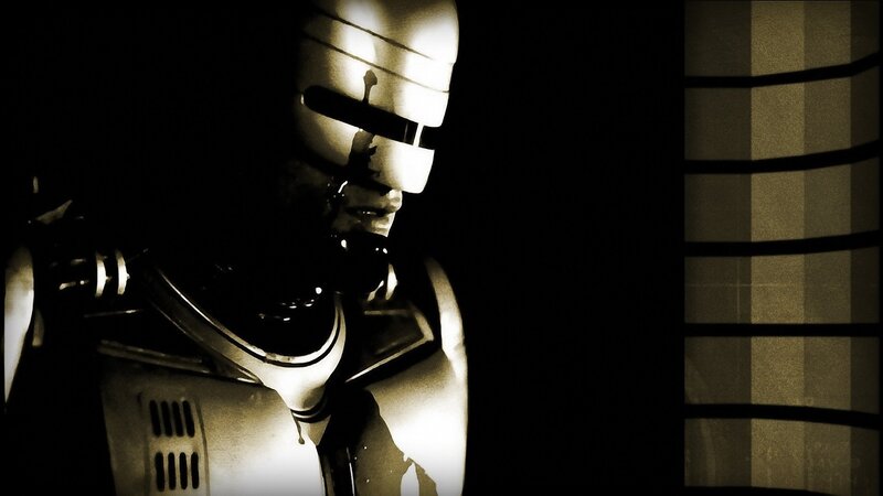 Robotic Police Officer — Black, Dramatic, Night