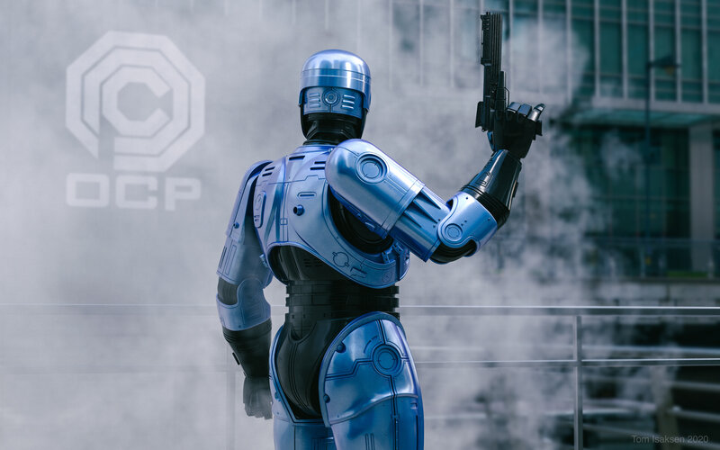 Robotic Police Officer — Blue, Dramatic