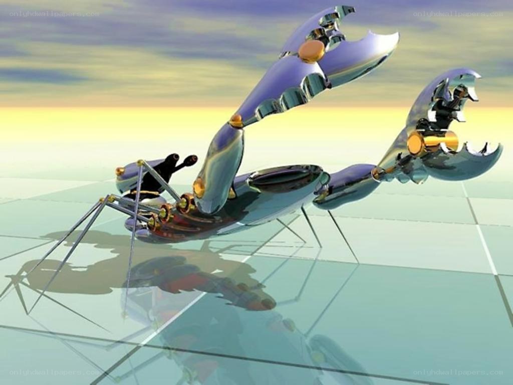 robotic scorpion on glass floor