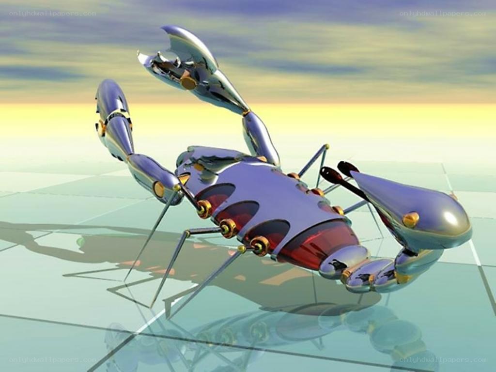 robotic scorpion on glass