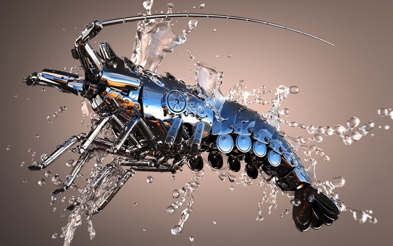 robotic shrimp in water