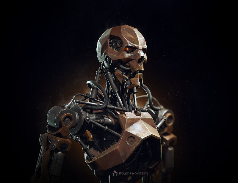 Robotic Skull Figure