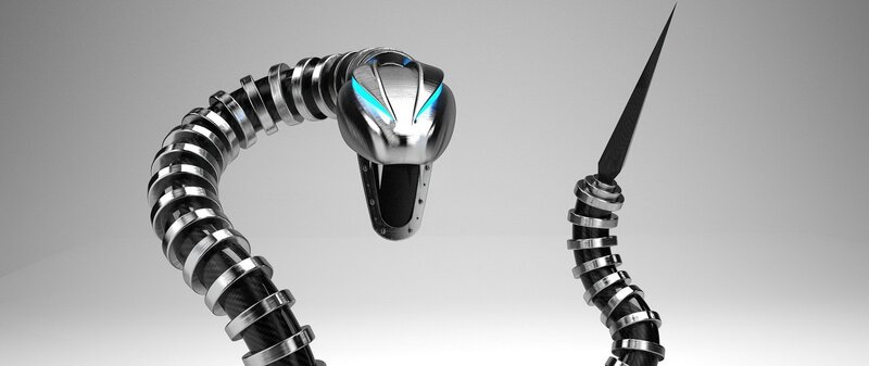 robotic snake with glowing eyes