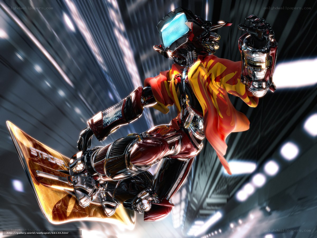 robotic snowboarder in motion