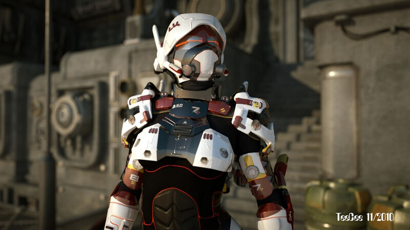 Robotic Soldier in Armor — White