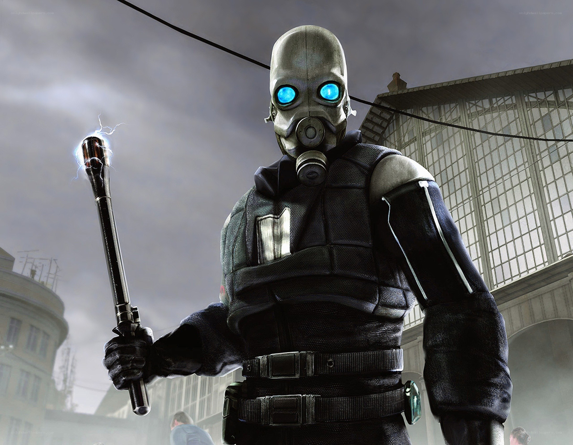 robotic soldier with electrified baton