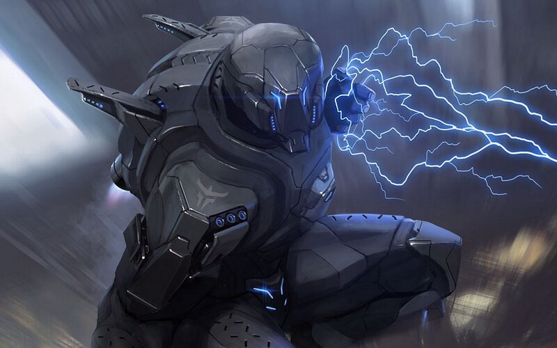 Robotic Soldier with Lightning