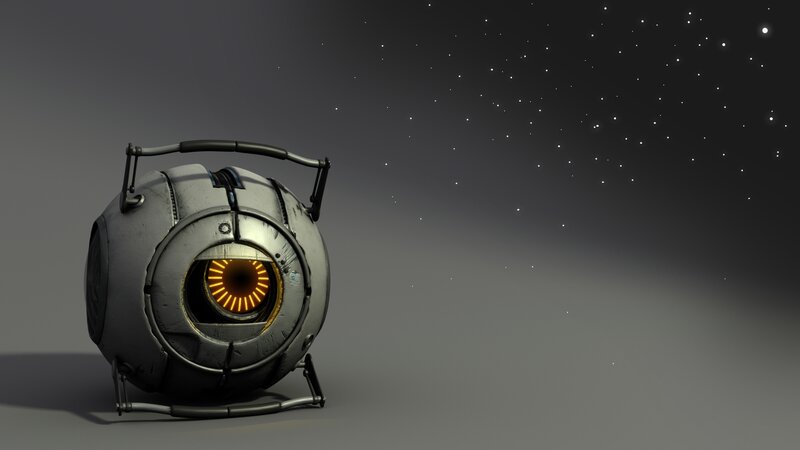robotic sphere with glowing eye