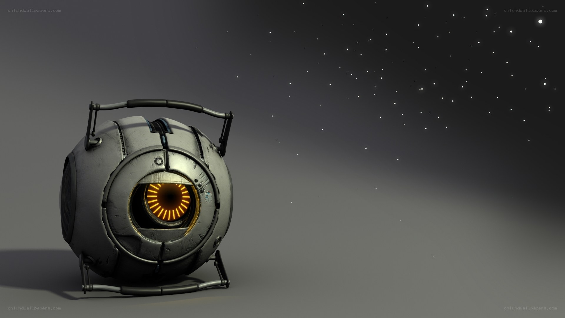 robotic sphere with glowing eye