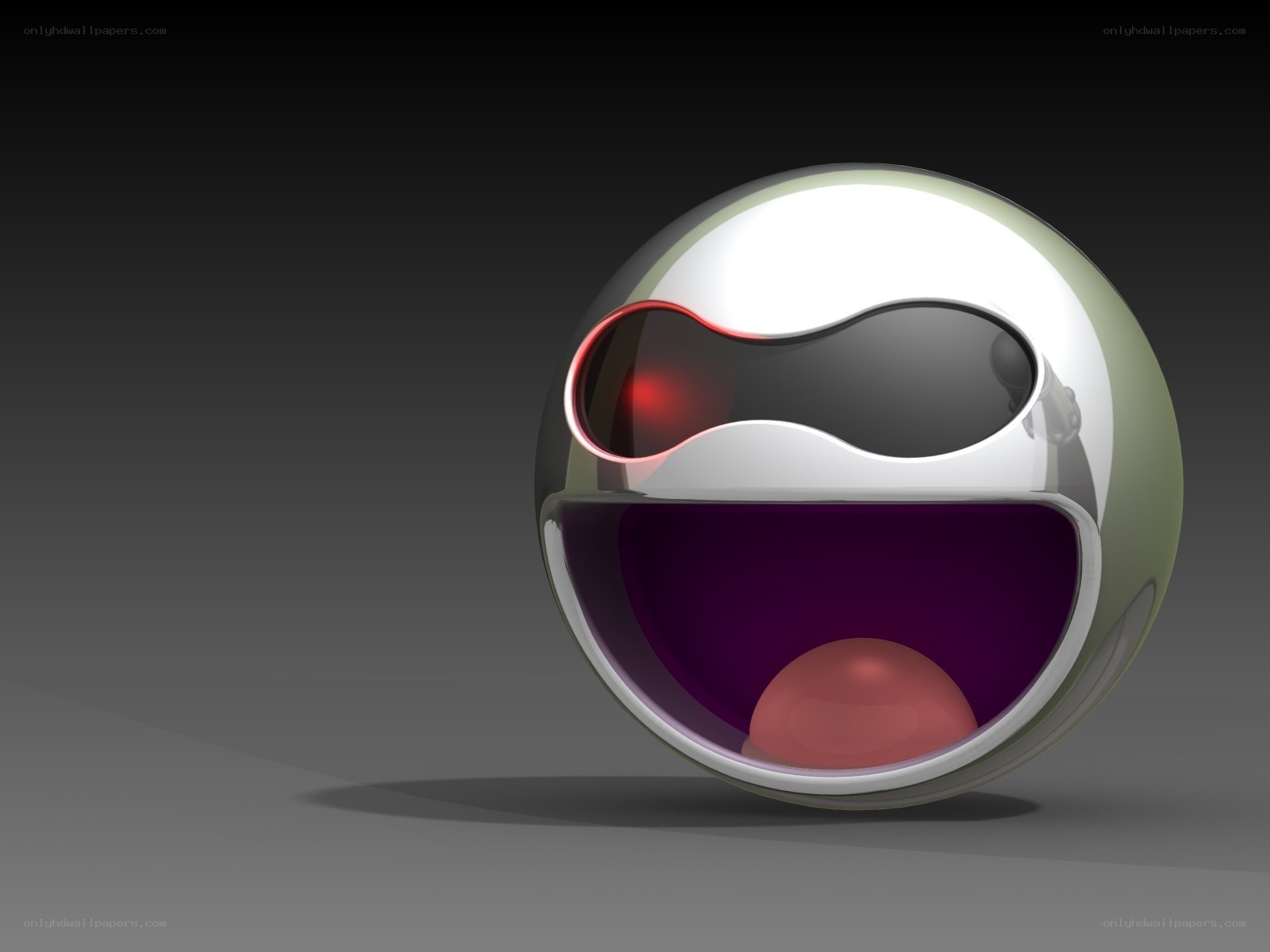 robotic sphere with glowing eyes