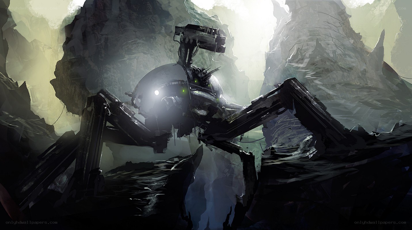 robotic spider in a cave