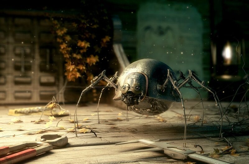 robotic spider in a workshop