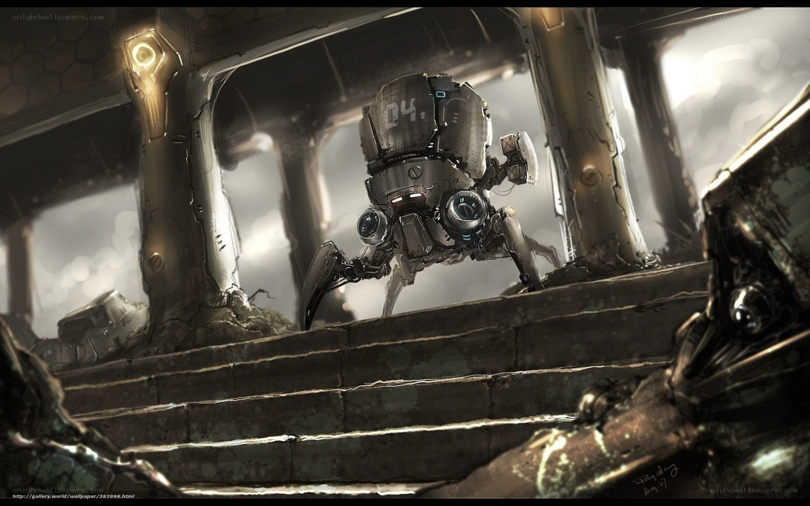 robotic spider in ruins