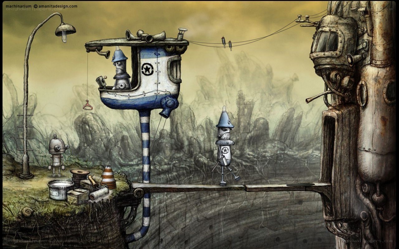 robotic steampunk landscape