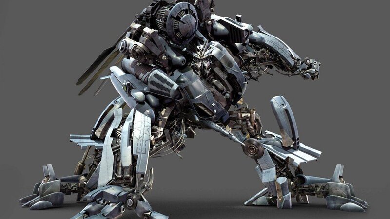 Robotic Transformer Figure — Gray, Dramatic, 3d Render