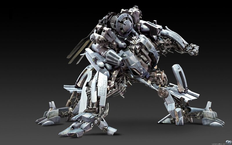 Robotic Transformer Figure — Gray, Dramatic