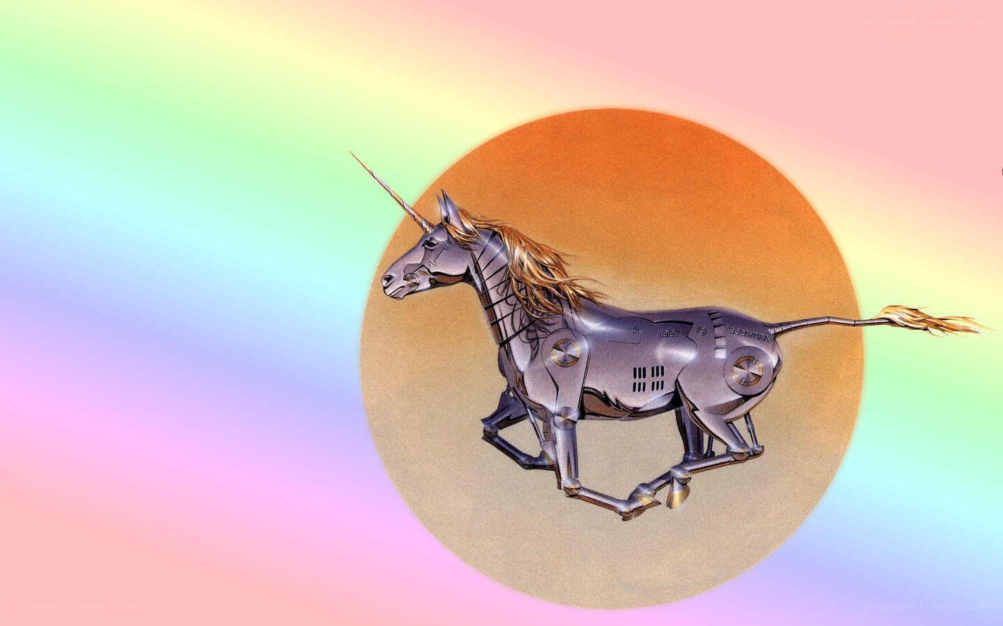 robotic unicorn in rainbow
