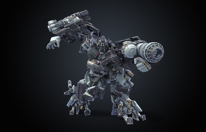 Robotic Warrior Figure — Black, Dramatic
