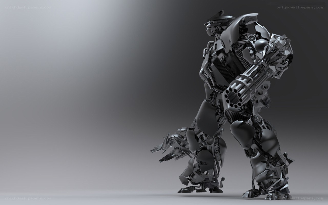 robotic warrior in combat stance