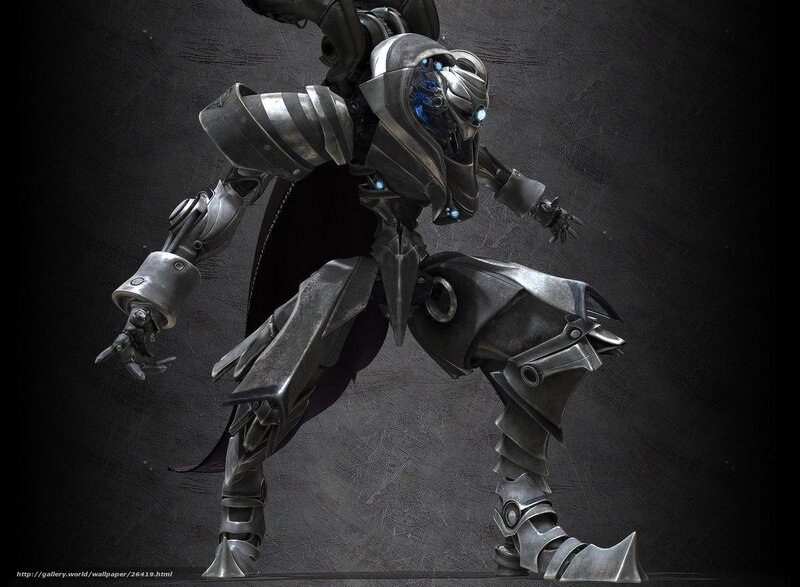 robotic warrior in dark armor