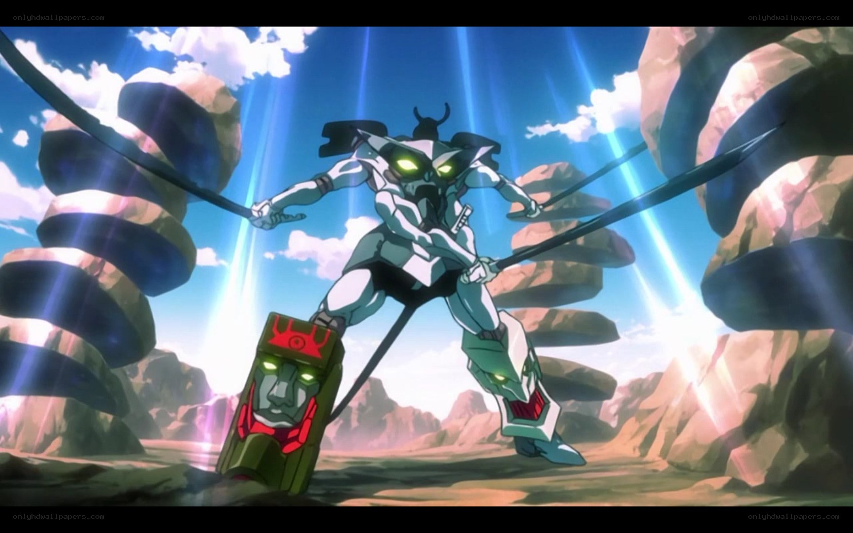 robotic warrior in desert canyon