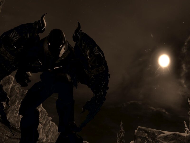 robotic warrior under moonlight