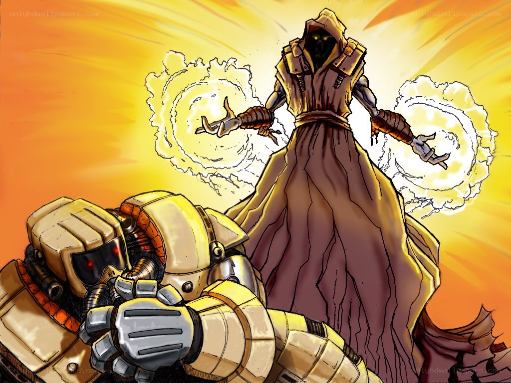 Robotic warrior vs cloaked mage