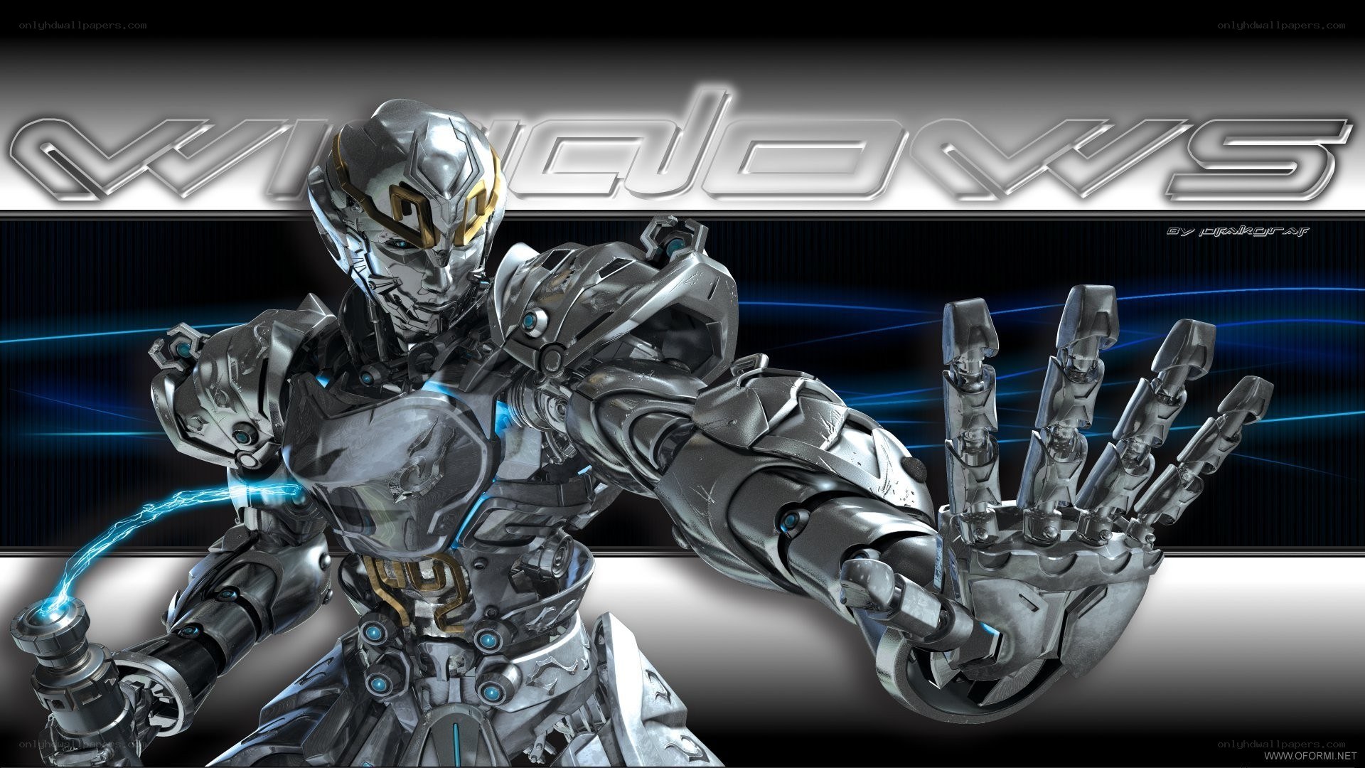 robotic warrior with energy blade